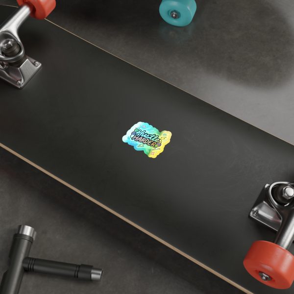 Hustle Harder Holographic Die Cut Sticker - Image 2