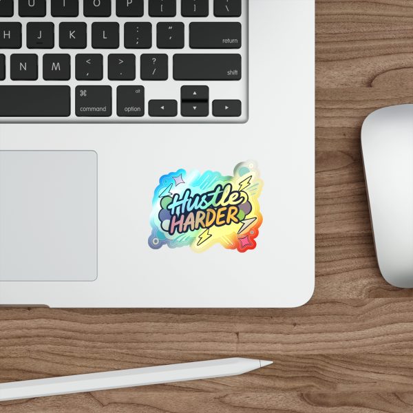 Hustle Harder Holographic Die Cut Sticker - Image 7