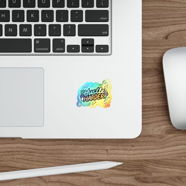 Hustle Harder Holographic Die Cut Sticker - Image 3