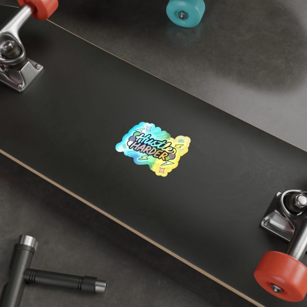 Hustle Harder Holographic Die Cut Sticker - Image 6